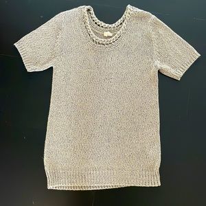 Moth Short Sleeve Knit Scoop Neck Sweater in Gold size Medium